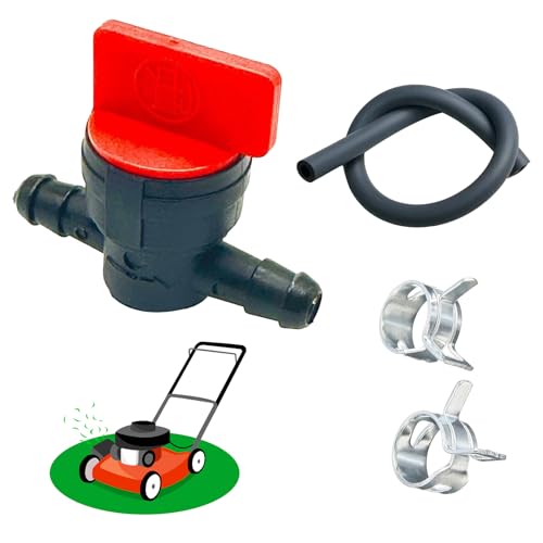 Tondeuse à Gazon Robinets de Carburant, Robinet D'Essence Universel en Plastique, Vanne d'arrêt de Carburant, Robinets de Carburant avec 2 Pinces, Tuyau de Carburant de 30 Cm, pour Moto, Tondeuse