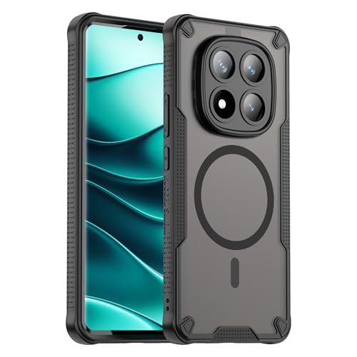 �X�}�z�P�[�X �Ή��@�� for Redmi Note 14 Pro 5G,�Ή��@�� for Xiaomi Poco X7 �}�O�l�b�g�� �X�}�z�P�[�X�y�J���������Y�ی� �ϏՌ� 2-in-1�FPC���w�ʃp�l���{TPU�zBlack