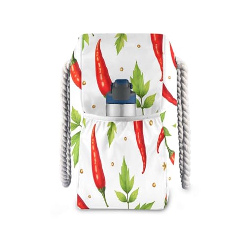 susiyo Red Chili Green Leaves Beach Bags for Women Large Travel Tote Bag Waterproof Sandproof Lightweight Swim Pool Bag for Family Outdoor3