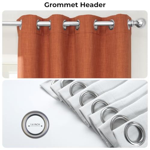 Image of HPD Half Price Drapes Grommet Linen Curtains 84 Inches Long Room Darkening Curtains for Bedroom & Living Room (1 Panel), 50W x 84L, Desert Orange