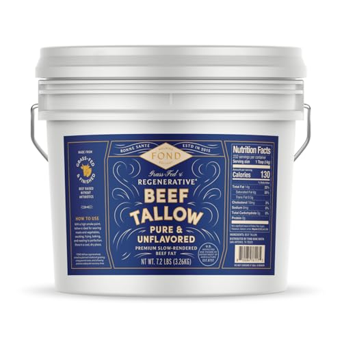 FOND Regenerative 100% Grass-Fed Beef Tallow, Pure &amp; Unflavored, 1 Gallon