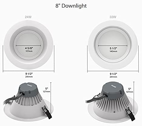 RAB C8R24930UNVW 8" Commercial Downlight, 120-277 Volts, 0-10V Dimmable, No Housing Required (90CRI - 24 Watts, 3000K)