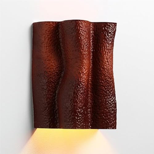 Modern Nordic Resin Wall Sconce - Half-Cylinder Tree Root Design Up Down Light for Stairs, Hallway, Bedroom, Entryway, Porch, Balcony, Lounge - E26/E27 Base (Red)