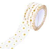 Whaline 109 Yard Groovy Daisy Packing Tape White Boho Flower Pattern Tape Waterproof Floral Shipping Tapes for Small Business DIY Crafts Box Carton Decor