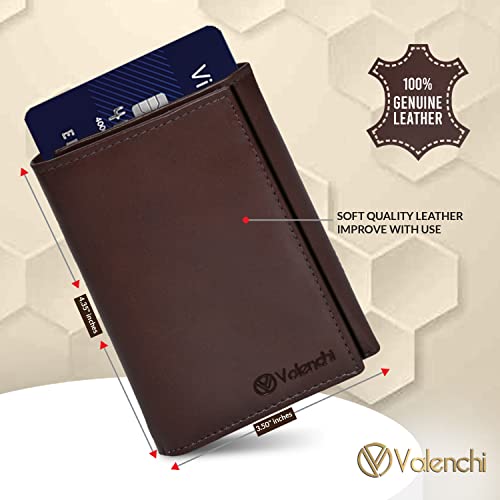 Genuine Leather Rfid Blocking Slim Trifold Wallet For Men With 7 Cards+1 Id Window+2 Note Compartments (Italian Brown) #TOP2
