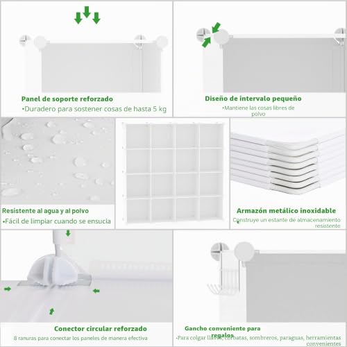 Miniatura 7 de C Ahome C Hogar Organizador De Almacenamiento En Cubos, Unidades De Estantes De 16 Cubos, Armario, Ideal Para Dormitorio, Sala De Estar, Oficina, 48.4 L X 12.4 W X 48.4 H Milky Upcs16m