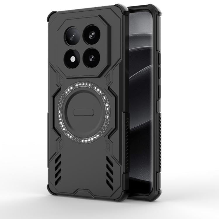 Lustree Back Cover Armor Case for Redmi Note 14 Pro+ – Shockproof TPU+PC Hard Cover with Magnetic Function for Redmi Note 14 Pro+ – Black