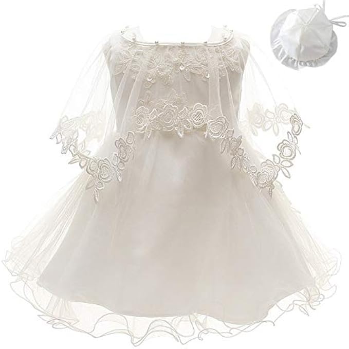 3Pcs Set Baby Girl Dress Christening Baptism Gowns Formal Dress