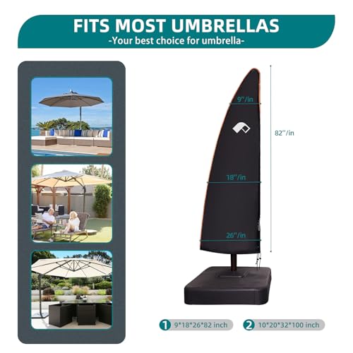 PALON Capas de guarda-chuva cantilever para 2,3 m a 3,5 m, capa de guarda-chuva deslocada com haste