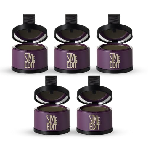 Image of Style Edit Root Touch Up Powder | Temporary Hair Color for Gray Roots and Thinning Hair | Salon-Quality, Transfer-Resistant Hair Concealer | Black, 0.13 oz (Pack of 5)