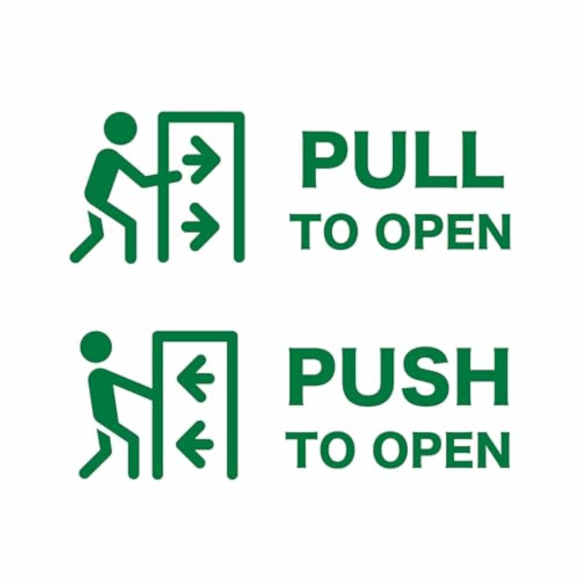 Push Pull Door Sign Stickers, 2 Pack