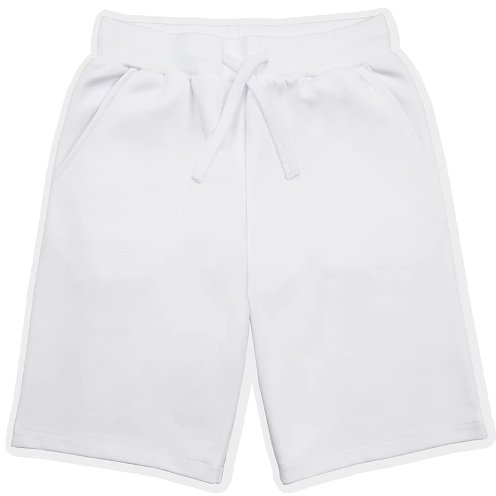 JIAHONG Boys Shorts Soft Drawstring Summer Athletic Shorts Pull on Short Classic Boy Toddler Shorts 3-12 Years(White-xs)