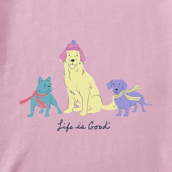 Life is Good. Women's Warm Winter Dogs Long Sleeve Snuggle Up Sleep Tee, Violet Purple - Image 3