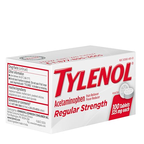 Tylenol Regular Strength Tablets with 325 mg of Acetaminophen, Fever Reducer & Pain Reliever for Headache, Backache, Muscle Aches, Joint Pain & Menstrual Cramps, 100 ct