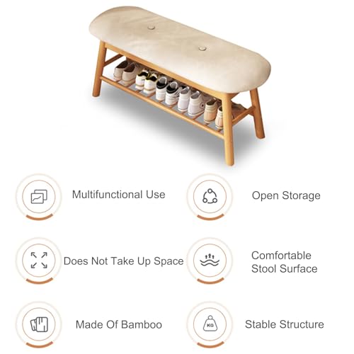 Banc à chaussures blanc style ferme 95x42 cm avec assise rembourrée pour entrée - 3
