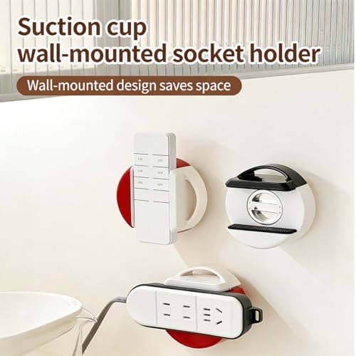 Soporte ajustable con ventosa para regleta de enchufes bajo escritorio, montaje en pared sin taladro, organizador giratorio y reutilizable para cables miniatura 2