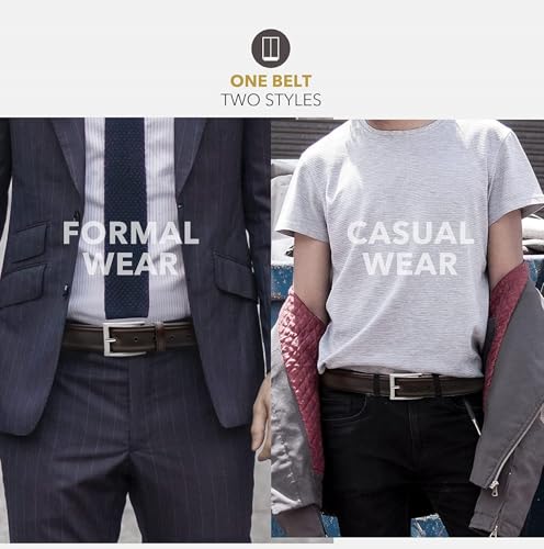 Image of ZORO Vegan Leather Belt for Men | Combo of 2 | Black /Brown | fits on up to 44 inches waist size