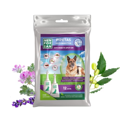 MENFORSAN Pack con 12 pipetas Anti-Insectos para Perros, con Marg...