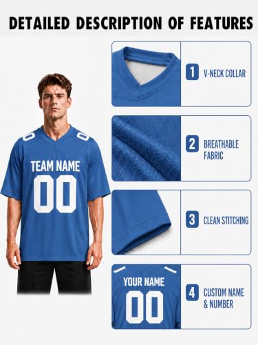 Image of Custom Replica Football Jersey with Name Number Logo