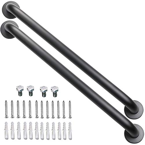 2 Pack 24 Inch Black Shower Grab Bar, Imomwee Stainless Steel Bathroom Grab Bar Handle, Bathroom Shower Balance Bar,Safety Hand Rail Support,Handicap Elderly Senior Assist Bath Handle(1.25" Diameter) #TOP13
