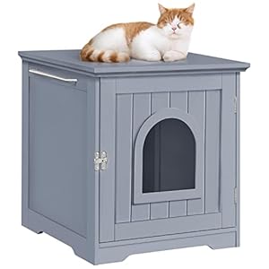 Yaheetech Arenero para Gatos Medianos Cajas de Arena para Gatos con Puerta y Entrada Casa de Aseo para Gatos 48,5x51x51,5cm Gris