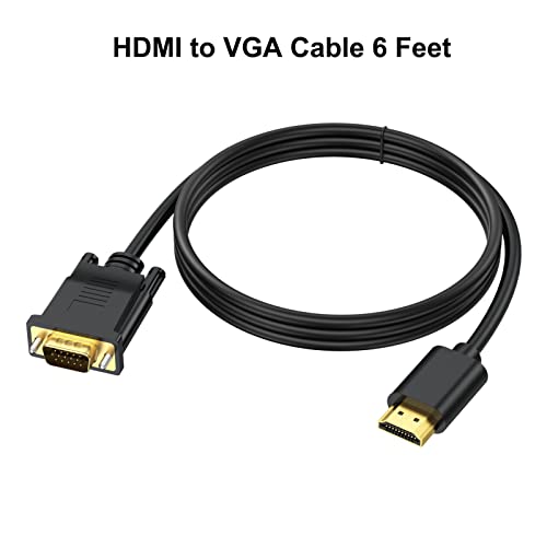 Urelegan Hdmi To Vga Cable 6 Feet, Hdmi To Vga Adapter (Male To Male) 1080P Hd Video Cord Compatible For Computer, Desktop, Laptop, Pc, Monitor, Projector, Hdtv And More (Not Bidirectional, 1.8M) #TOP5