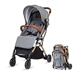 Airline Approved Baby Pram, Foldable Cabin Stroller Pushchair, Compact, Travel Friendly Buggy, Baby Stroller with Smooth Ride, One-Handed Fold, Suitable for 0-36 Months, Max 15kg (Grey)