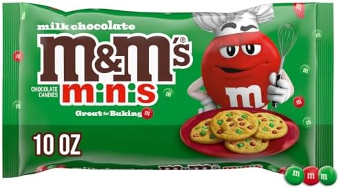 M&M'S Minis Milk Chocolate Candy Red & Green Christmas Candy Baking Bits, 10 Oz Bag