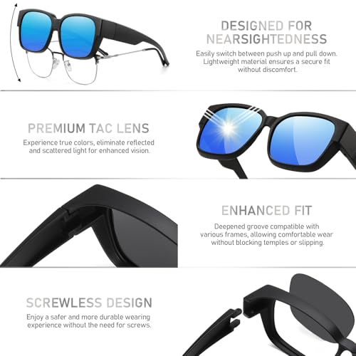 Image of HAOLOTA Polarized Sunglasses Over Glasses Women Wrap-Around Glasses Small Shapes Driving Fishing UV400 Protection