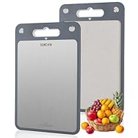 Cutting Board for Kitchen,Cutting Board Double Sided Food Grade,316 Stainless Steel and Wheat Straw PP, Easy to Clean Large Size 16”×11”