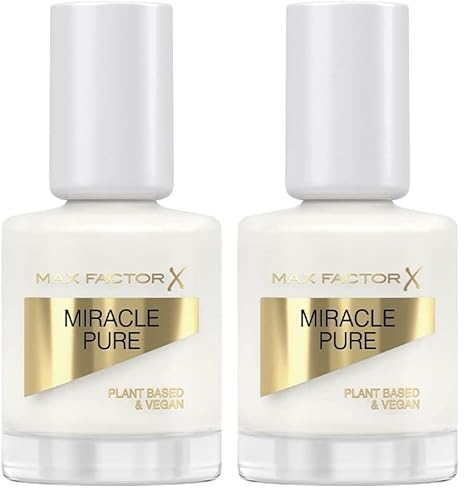 Max Factor Miracle Pure Nail Colour, Fb. 155 Coconut Milk, veganer Nagellack, lang anhaltend, schnell trocknend, 12 ml (Packung mit 2)