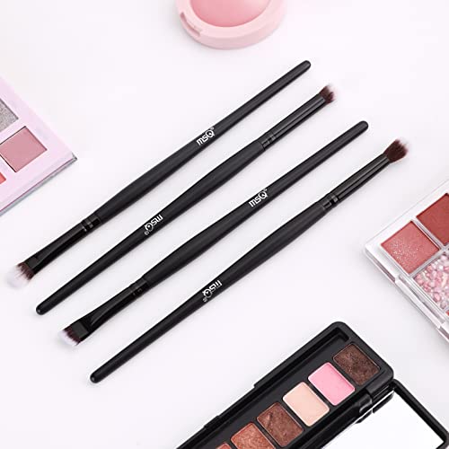 MSQ 4 Stück Augenpinsel Pinselset Makeup Lidschatten Pinselset Makeup Blender Pinsel Augen Pinselsets Blending Brush Augenpinsel Set Make up Pinsel Set Lidschattenpinsel schwarz