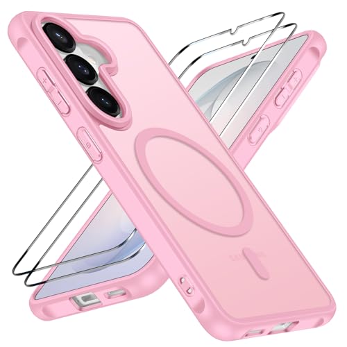 ivoler Coque Magnétique pour Samsung Galaxy S26+ / S26 Plus 5G avec 2 Pièces Verre Trempé, Compatible avec MagSafe, Translucide Mat Arrière Étui de...