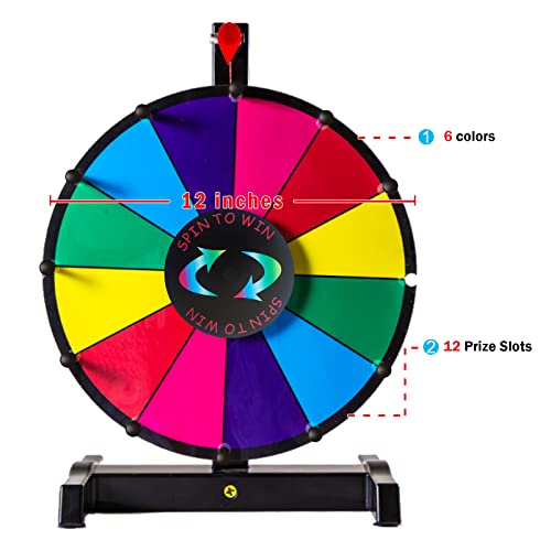 Hooomyai Hc Display 12" Tabletop Spinning Prize Wheel 12 Slots With Durable Plastic Base, Dry Erase Markers And Eraser, 2 Pointers, For Fortune Spin Game In Party Pub Trade Show Carnival #TOP5