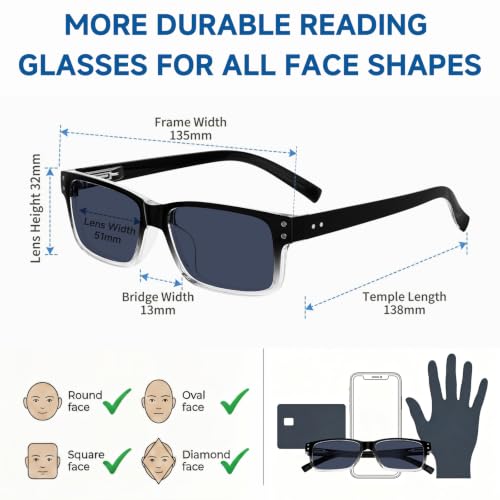 Image of Eyekepper Reading Sunglasses Men, Tinted Lens Readers for Women, 5pack 3.25