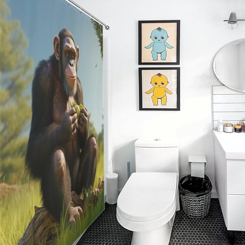 Rideau de douche singe imperméable anti-éclaboussures en polyester lavable pour baignoire