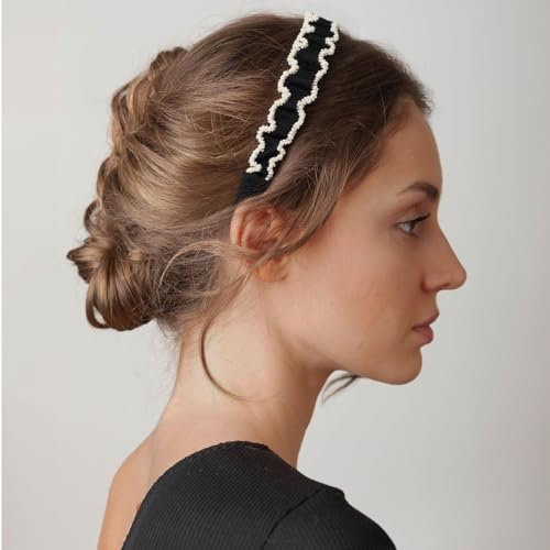 Tiara acolchoada feita à mão com borda perolada para mulheres, acessório de cabelo moderno, ideal para casamentos, viagens, sessões de fotos, estilo diário