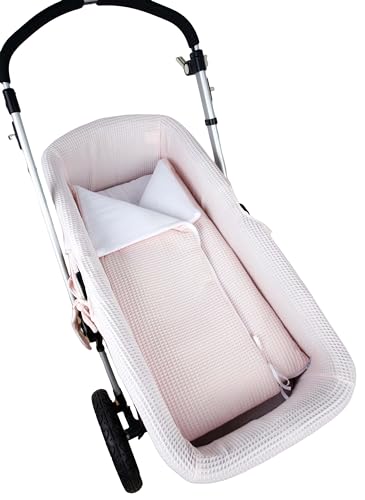 MODIN Saco manta bebe - Saco capazo bebe - Desmontable - 100% algodon - Envuelve a tu Tesoro en Suavidad: Saco Manta Exclusivo (Gofre Rosa)