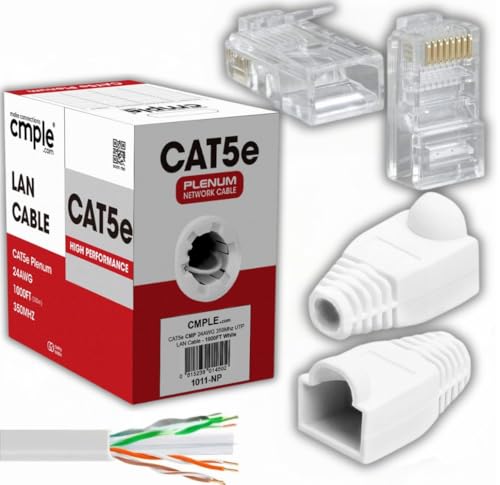Cmple Cable Ethernet Cat 5e Plenum 1000ft con Conectores RJ45 miniatura 1