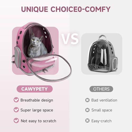 Image of Cat Backpack Carrier, Breathable Cat Carrier Large Space Bubble Pet Backpack for Kitty Small Dog up to 15lbs, Transparent & Foldable Pet Carrier for Travel Hiking (Pink)