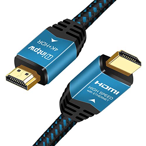 HDMI Cable 10ft, INTPW 4K HDMI Cable, HDMI Cord 3D-Braided HDMI to HDMI Cable Supports 4K@60HZ UHD FHD Audio Return Channel (ARC) for Fire TV/HDTV/ PS4/ PS3 Blue