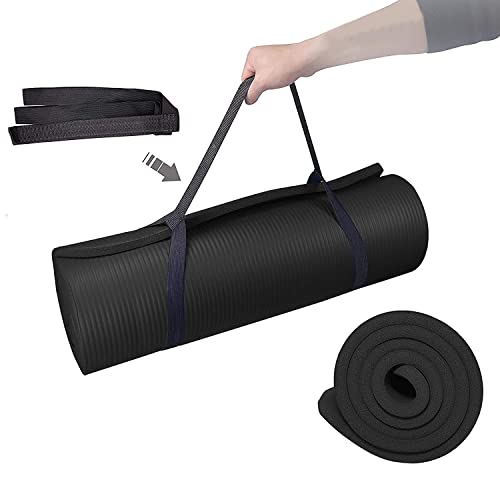 Image of AYSIS 13mm Extra Thick Yoga and Exercise Mat with Carrying Bag for Gym Workout and Yoga Exercise. (Black)