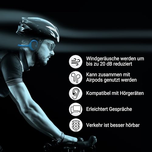 Windfree Ohrenschützer - Lässt Windgeräusche verstummen - Fahrrad Zubehör für E-Bike, Rennrad, Mountainbike & Gravel - Gehörschutz Fahrradzubehör für Männer & Damen - Geschenke für Radfahrer - Weiß