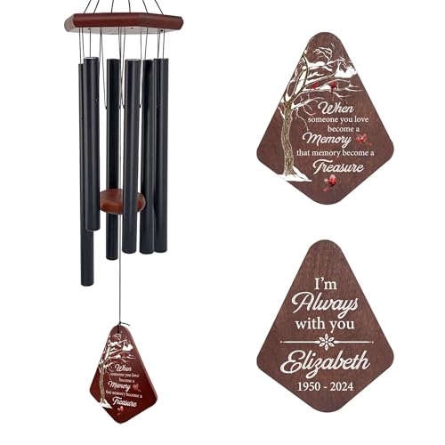 Image of ASTARIN Personalized Name Memorial Wind Chimes, Sympathy Gift for Loss of Lover Mom Dad, Bereavement Deep Tone Wind Chimes for Outside in Memory Gift, Decor Outdoor Garden Patio