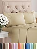 Full Size Sheet Set - 4 Piece - Hotel Luxury Bed Sheets - Extra Soft - Deep Pockets - Easy Fit - Breathable & Cooling Sheets - Wrinkle Free - Comfy – Beige Tan Bed Sheets - Fulls Sheets – 4 PC
