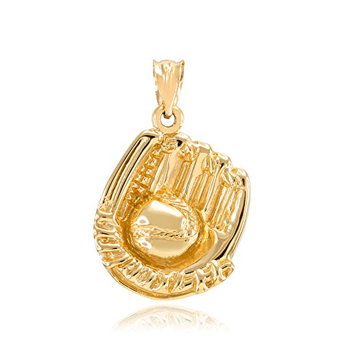 10K Yellow Gold Baseball or Softball Glove & Ball Charm Pendant