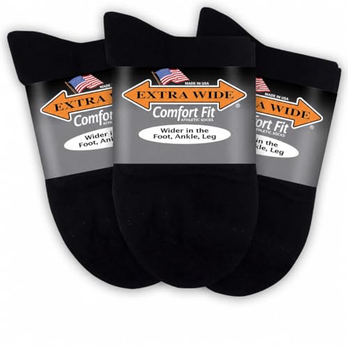 Extra Wide Comfort Fit Athletic Quarter Socks (Pack of...