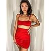 BEAGIMEG-Womens-Ruched-Cami-Crop-Top-Bodycon-Skirt-2-Piece-Outfits-Dress BEAGIMEG Women's Ruched Cami Crop Top Bodycon Skirt 2 Piece Outfits Dress Red