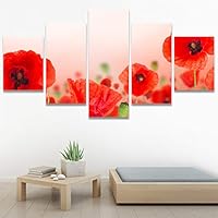 SIGNWIN 5 Panel Canvas Wall Art Modern Art Bohemian Bouquet Colorful Cool Floral Group Multicolor Photography Realism for Home Decorations Ready to Hang - 60