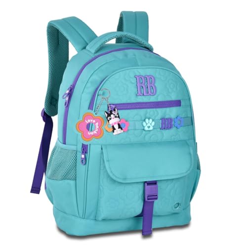 Rebecca Bonbon Mochila de Costas Flower Power RB26235 Grande Juvenil Soft 2026 Verde 17,5' 20L